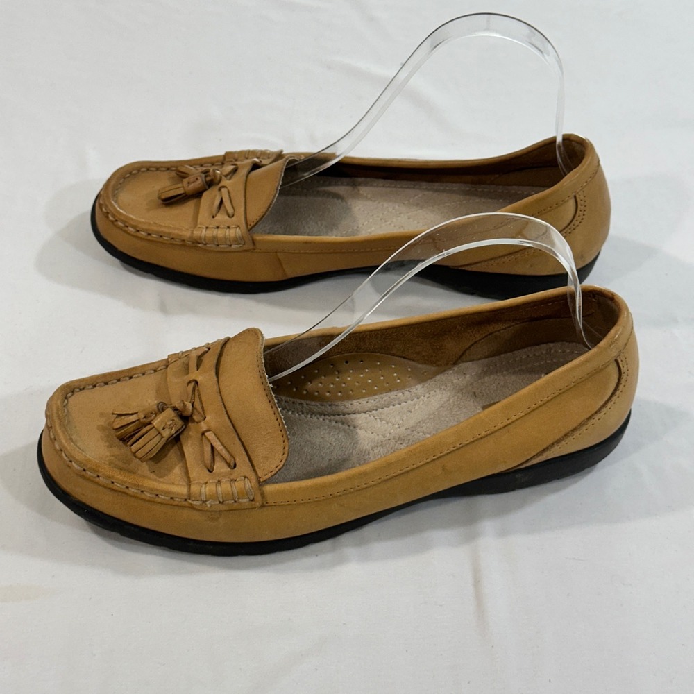 Thom McAn Dacia Loafers Women 9W Tan Leather Tassel Moc Toe Comfort Shoes 40247